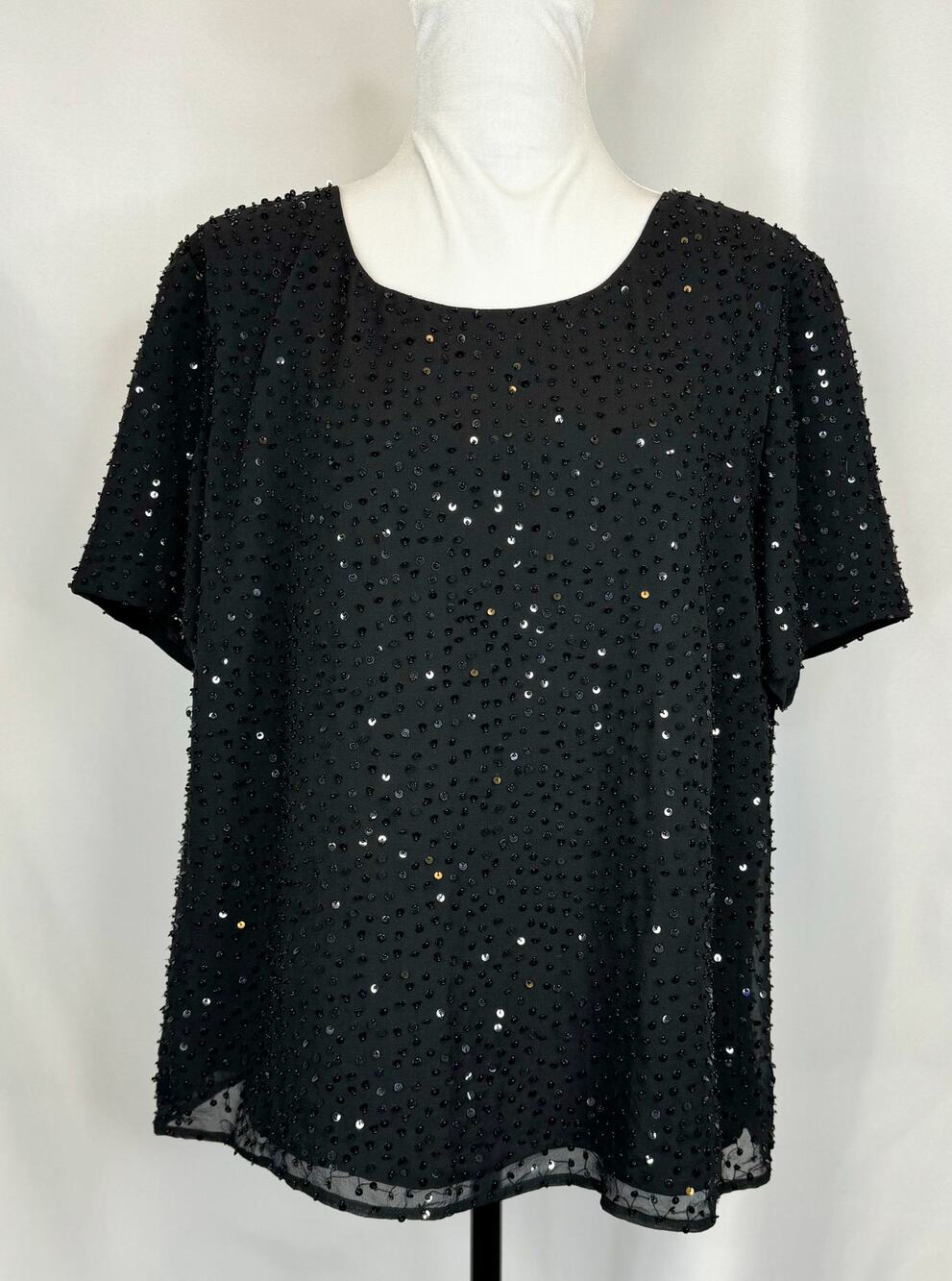 Womens Talbots Silk Sequined Top Size 14W Delicate Shimmer Party Cocktail Dinner
